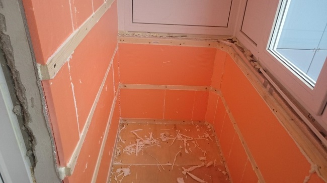 утепление стены между балконом и комнатой